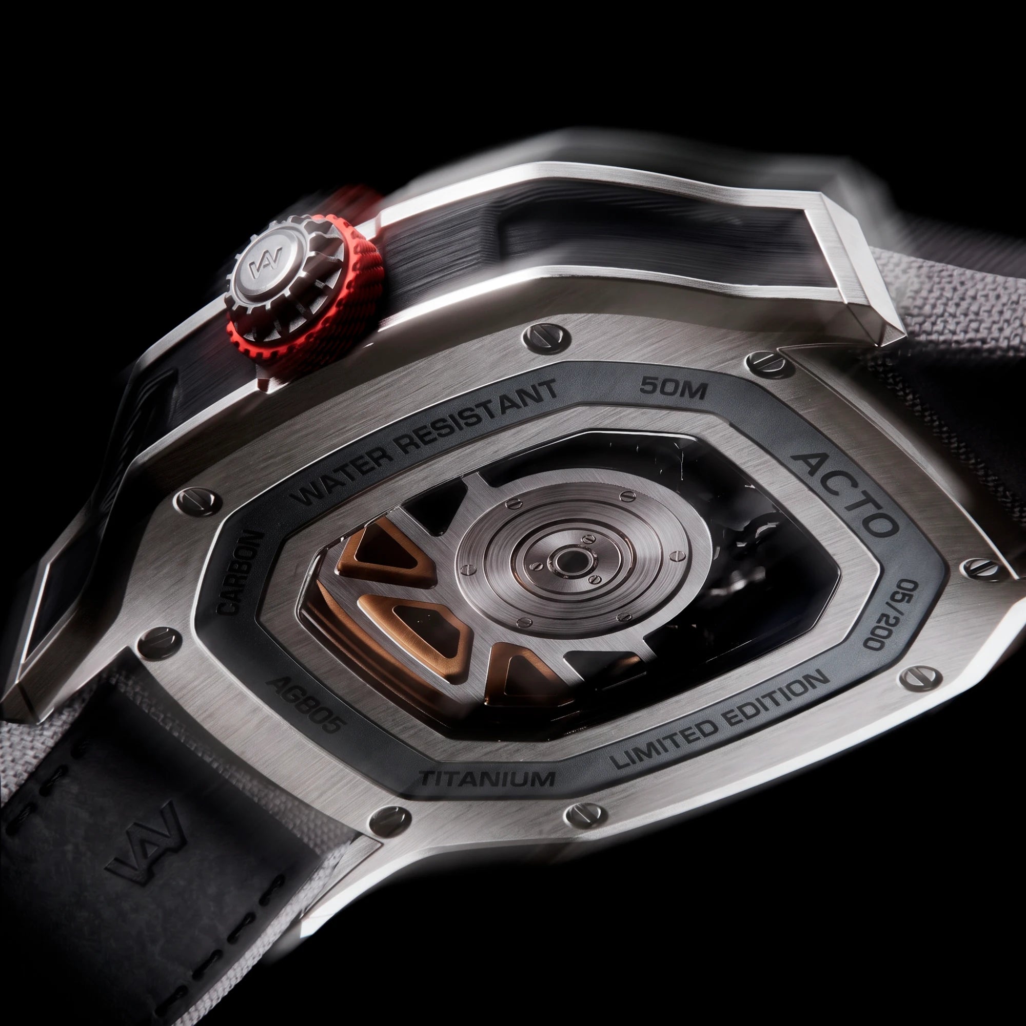 The AGB05 caseback, engraved with the number 05/200